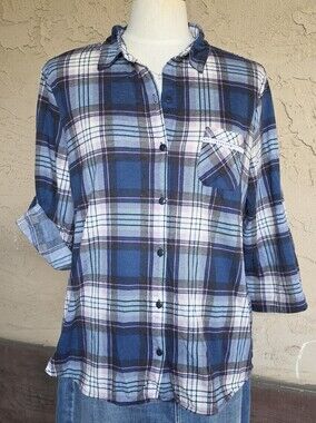 Eden & Olivia Blue and Pink Plaid Shirt